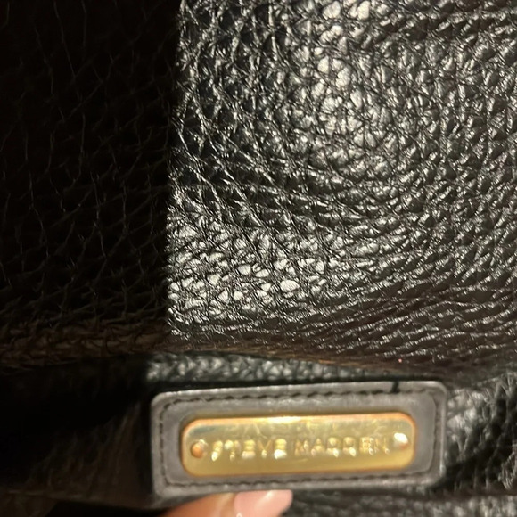 Steve Madden black grey faux leather top handle fold over crossbody bag - Picture 13 of 14